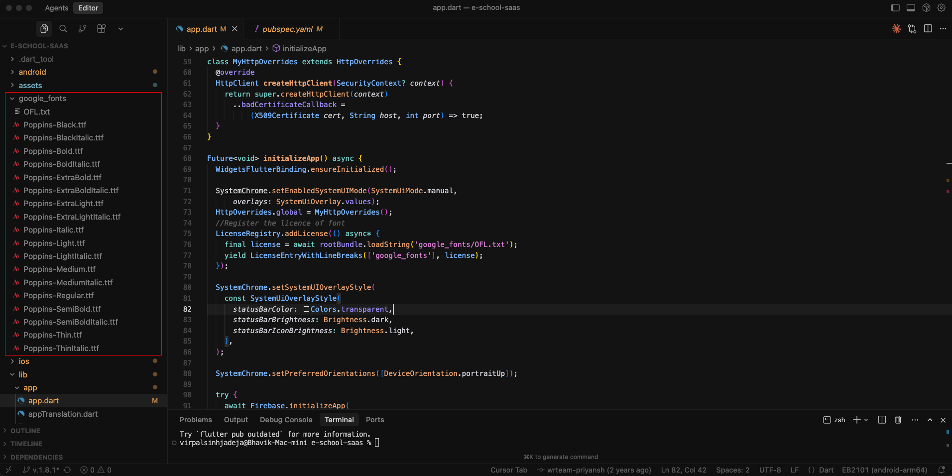 Font Configuration Example