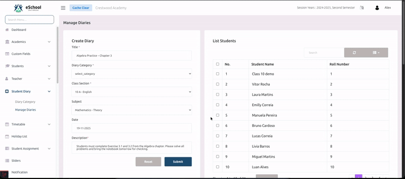 Creating Diary Entries